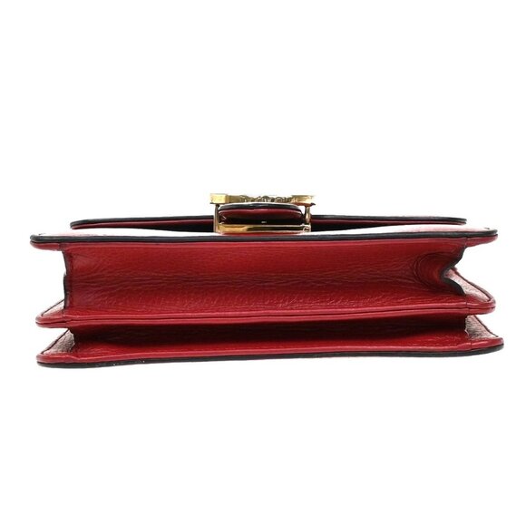 GUCCI Logo Interlocking G Chain Shoulder Bag Leather Red GHW Italy 58KA971 - Picture 6 of 16